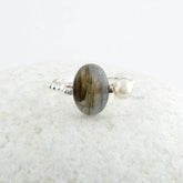 Labradorite Pearl Gemstone Silver Ring - Handmade Oval Ring - 925 Sterling Silver Ring for Anniversary - Valentines Gift Ring - Gift for Her