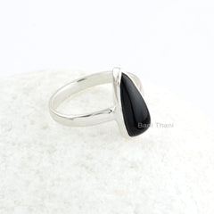 Black Onyx Ring - 925 Sterling Silver - Trillion Rose Gold Plated Ring - Statement Jewelry - Gift For The Traveler - Jewelry For Young Lady