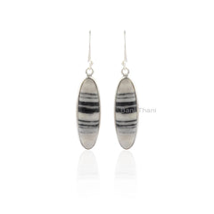 Silver Earrings Dangle-Sterling Silver Drop Earrings,Zebra Jasper Earring, Long Earrings,Oval Cut Dangle Earring,Handmade Christmas Gift