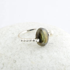 Labradorite Pearl Gemstone Silver Ring - Handmade Oval Ring - 925 Sterling Silver Ring for Anniversary - Valentines Gift Ring - Gift for Her