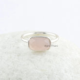 Chalcedony Ring-Pink Chalcedony 7x11mm Rectangle Cushion Shape Gemstone Ring-925 Sterling Silver Ring-Pink Stone Ring-Custom Birthstone Ring