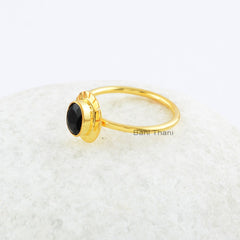 Black Onyx Ring - 925 Sterling Silver - Onyx 5x7mm Oval Stone - Rose Gold Plated Ring - Elegant Jewelry - Gift For Birthday- Jewelry For Mom