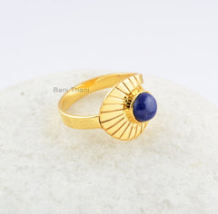 Beautiful Lapis Ring-Round 6x6 mm-Silver Ring-New Design Ring-Handmade Ring- Gemstone Ring