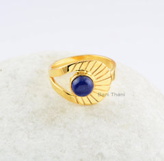 Beautiful Lapis Ring-Round 6x6 mm-Silver Ring-New Design Ring-Handmade Ring- Gemstone Ring