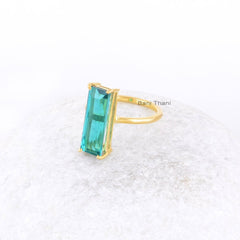 Teal Quartz Ring - Sterling Silver - Rectangle Gemstone Ring - Semi Precious Jewelry - Gift For Sister In Law - Jewelry For Bridesmaids