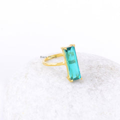 Teal Quartz Ring - Sterling Silver - Rectangle Gemstone Ring - Semi Precious Jewelry - Gift For Sister In Law - Jewelry For Bridesmaids