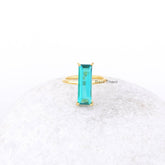 Teal Quartz Ring - Sterling Silver - Rectangle Gemstone Ring - Semi Precious Jewelry - Gift For Sister In Law - Jewelry For Bridesmaids