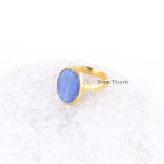 Kyanite Ring - Pure Silver - Oval Gemstone Ring - Handcrafted Ring - Bestseller Jewelry - Gift For Grandma - Jewelry For Strength