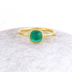Emerald Quartz Ring - 925 Sterling Silver - Gemstone Ring - Gold Plated Jewelry - Party Jewelry - Jewelry For Teens - Gift For Mothers Day