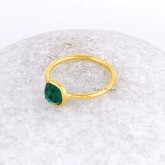 Emerald Quartz Ring - 925 Sterling Silver - Gemstone Ring - Gold Plated Jewelry - Party Jewelry - Jewelry For Teens - Gift For Mothers Day