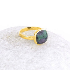 Ruby Zoisite Gemstone Ring - 10mm Cushion Ring - 925 Sterling Silver Ring - Gold Plated Ring - Ring for Women - Promise Ring - Gift for Her