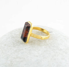 Mahogany Obsidian Ring - 925 Sterling Silver - Octagon Gemstone Ring - Healing Jewelry - Gift For Healing - Jewelry for Date