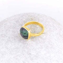 Ruby Zoisite Gemstone Ring - 10mm Cushion Ring - 925 Sterling Silver Ring - Gold Plated Ring - Ring for Women - Promise Ring - Gift for Her