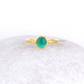 Beautiful Quartz Ring-Emerald Quartz Round Faceted 6mm Gemstone Ring, Gold Plated 925 Sterling Silver Jewelry Ring-Minimalist Stacking Ring