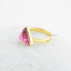 Pink Tourmaline Ring - Sterling Silver Ring - Gold Plated Ring - Gemstone Silver Jewelry - Gift for Mom- Delicate Ring - Christmas Gift Ring