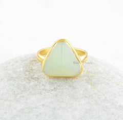 Green Chalcedony Ring - Handmade Ring - 925 Solid Silver - Matching Jewelry - 14mm Trillion Pyramid - Gift For BFF - Jewelry For Graduate