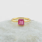 Pink Tourmaline Ring - Sterling Silver - 6mm Square Gemstone Ring - Wholesale Jewelry - Tourmaline Quartz Jewelry Ring - Jewelry for Artist