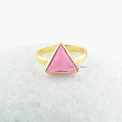 Pink Tourmaline Ring - Sterling Silver Ring - Gold Plated Ring - Gemstone Silver Jewelry - Gift for Mom- Delicate Ring - Christmas Gift Ring