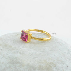 Pink Tourmaline Ring - Sterling Silver - 6mm Square Gemstone Ring - Wholesale Jewelry - Tourmaline Quartz Jewelry Ring - Jewelry for Artist