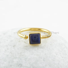 Lapis Lazuli Gemstone Silver Ring - Gold Plated Adjustable Ring - 925 Sterling Silver Ring - Wedding Gift Ring - Gift for Women - Boho Rings