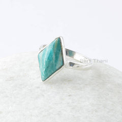 Amazonite Handmade Silver Ring - 10x16mm Diamond Pyramid Gemstone Ring - 925 Sterling Silver Rings for Women - Gift for Mom - Gift for Her