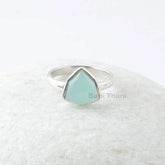 Aqua Chalcedony Ring - Wedding Jewelry - 925 Sterling Silver Gemstone Ring - Gift for Bridesmaid - Artisan Jewelry - Jewelry for Protection