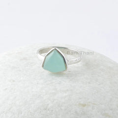 Aqua Chalcedony Ring - Wedding Jewelry - 925 Sterling Silver Gemstone Ring - Gift for Bridesmaid - Artisan Jewelry - Jewelry for Protection