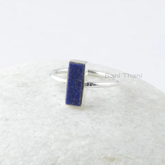 Lapis Lazuli Ring - Sterling Silver - 4x11mm Rectangle Gemstone Ring - Artisan Jewelry - Gift For New Beginning - Jewelry For Inspiration