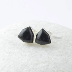 Black Onyx Silver Earrings, Black Onyx 10x10mm Trillion Hexagon Sterling Silver Earrings, Gemstone Earrings, Stud Earrings, Gift For Women