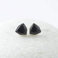 Black Onyx Silver Earrings, Black Onyx 10x10mm Trillion Hexagon Sterling Silver Earrings, Gemstone Earrings, Stud Earrings, Gift For Women
