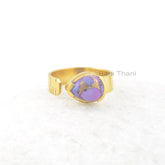 Purple Copper Turquoise Gemstone Ring - Front Open 925 Sterling Silver Ring - 18k Gold Plated Ring - Handmade Ring for Mom - Bohemian Ring