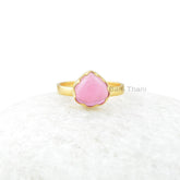 Pink Tourmaline Quartz Ring - 9mm Heart Shape Gemstone Ring - Sterling Silver Ring - 18k Gold Plated - Gift for Bride - Handmade Jewelry