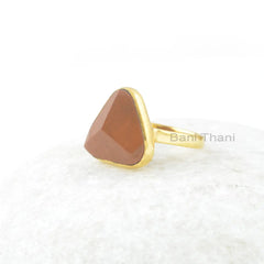 Red Jasper Ring, Red Jasper 14x14mm Pyramid Trillion Sterling Silver Ring, Gemstone Ring, Red Jasper Jewelry, Handmade Gift For Her