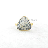 Dalmatian Jasper Ring - 925 Sterling Silver - 14mm Rose Gold Plated Ring - High Quality Jewelry - Jewelry For Women - Gift For Loved Ones