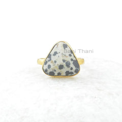 Dalmatian Jasper Ring - 925 Sterling Silver - 14mm Rose Gold Plated Ring - High Quality Jewelry - Jewelry For Women - Gift For Loved Ones