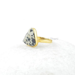 Dalmatian Jasper Ring - 925 Sterling Silver - 14mm Rose Gold Plated Ring - High Quality Jewelry - Jewelry For Women - Gift For Loved Ones