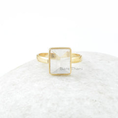 Crystal Quartz Ring - 9x11mm Pyramid - 925 Solid Silver - Gold Plated Ring - Personalized Jewelry - Gift For Young Sister - Gift for Her