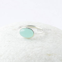 Aqua Chalcedony Ring, Aqua Chalcedony 7x11mm Oval Gemstone Sterling Silver Ring, Gemstone Ring, Women Jewelry, Gift For Bridesmaid