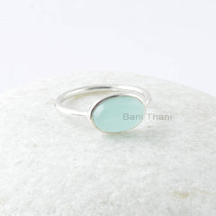 Aqua Chalcedony Ring, Aqua Chalcedony 7x11mm Oval Gemstone Sterling Silver Ring, Gemstone Ring, Women Jewelry, Gift For Bridesmaid