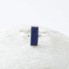 Lapis Lazuli Ring - Sterling Silver - 4x11mm Rectangle Gemstone Ring - Artisan Jewelry - Gift For New Beginning - Jewelry For Inspiration