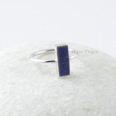 Lapis Lazuli Ring - Sterling Silver - 4x11mm Rectangle Gemstone Ring - Artisan Jewelry - Gift For New Beginning - Jewelry For Inspiration