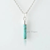Arizona Turquoise Necklace - 925 Silver - Handmade Necklace - 4x22mm Long Stick - Gemstone Jewelry - Gift For Nurse - Jewelry For Birthday