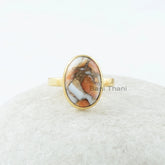 Copper Oyster Ring, Copper Oyster 10x14mm Oval Gemstone Ring, Sterling Silver Ring, 18k Gold Plated Ring, Gift For Bride