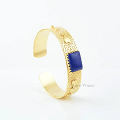 Lapis Lazuli Bracelet - Pure Silver - Handcrafted Bracelet - 12x16mm Cushion - Natural Stone - Jewelry For Designer