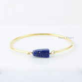 Lapis Lazuli Bangle, Lapis Lazuli 8x18mm Nugget Bead Gemstone Bangle, Silver Bangle, 18k Gold Plated Bangle, Lapis Bracelets For Women