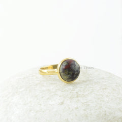 Eudialyte Ring - 10mm Round Gemstone - Solid 925 Silver- Handcrafted Ring - Designer Jewelry - Gift for Wedding Day - Jewelry for Protection