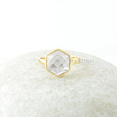 Crystal Quartz Ring - 925 Silver - Handmade Ring - Faceted Hexagon - Gold Plated - Healing Jewelry - Jewelry For Niece - Gift For Ladies