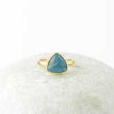 Blue Apatite Ring - Handmade Ring - 925 Sterling Silver - 10mm Trillion - Jewelry Manufacturer - Gift For Nurse - Jewelry For Month Birthday