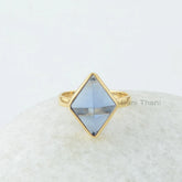 Blue Quartz Gemstone Silver Ring - Gold Plated 925 Silver Ring - 10x16mm Pyramid Gemstone Ring - Wedding Gift Ring for Women - Handmade Ring