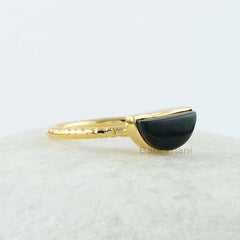 Bloodstone Ring - Sterling Silver - Bloodstone Half Moon Gemstone Ring- Gold Plated - Fashion Jewelry - Gift For Student - Jewelry For Lover